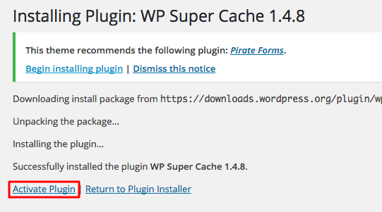 WordPress Plugin Activated
