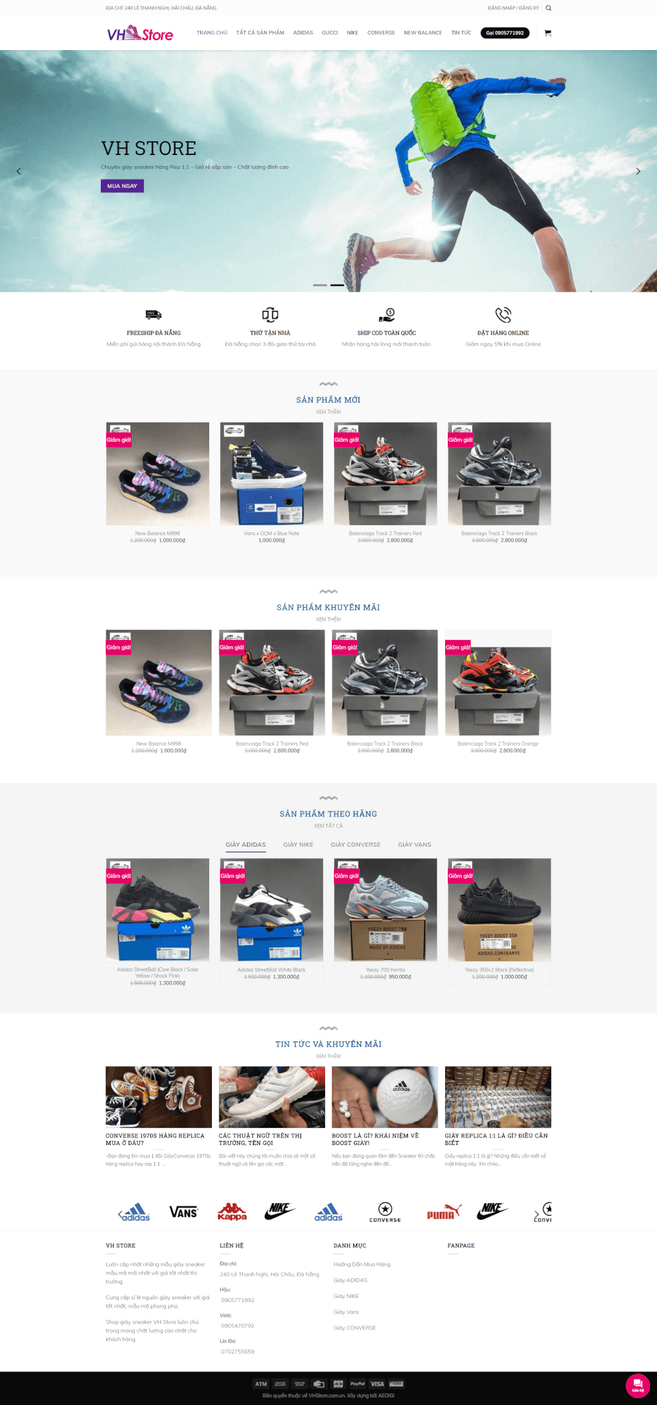 Website bán giày VHStore 1