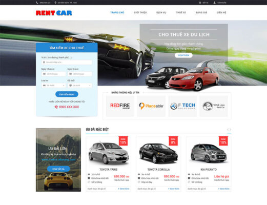 Mẫu thiết kế website cho thuê xe du lịch