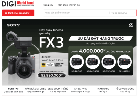 Mẫu thiết kế website mua bán máy ảnh cũ