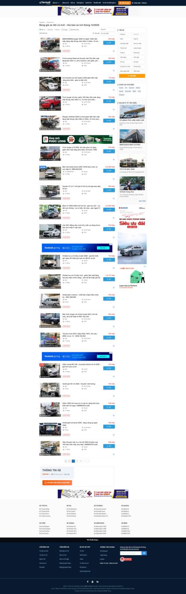3.Các module cơ bản trên website kinh doanh xe ô tô cũ