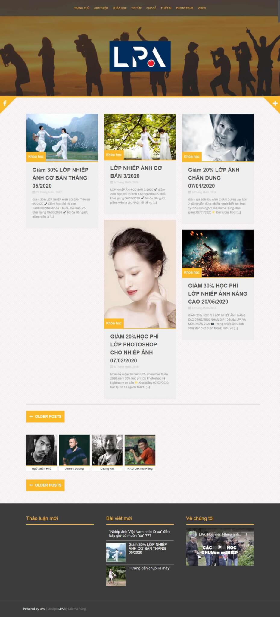 thiết kế website học nhiếp ảnh tại Huế