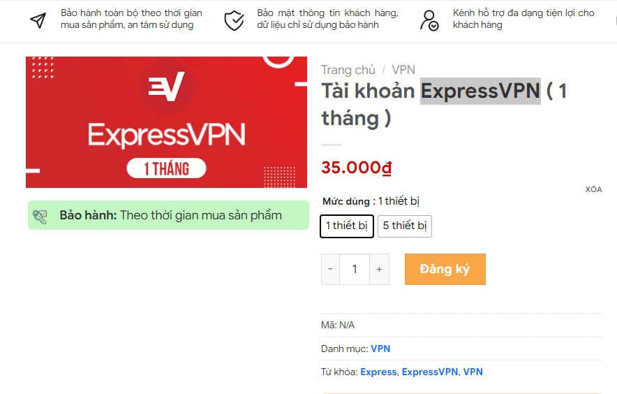 Mua tài khoản ExpressVPN giá rẻ