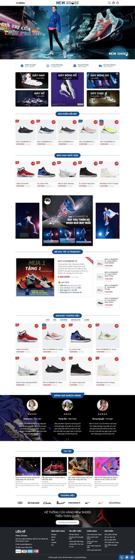 Giao diện website bán hàng giày dép thể thao Mew Shoes 7