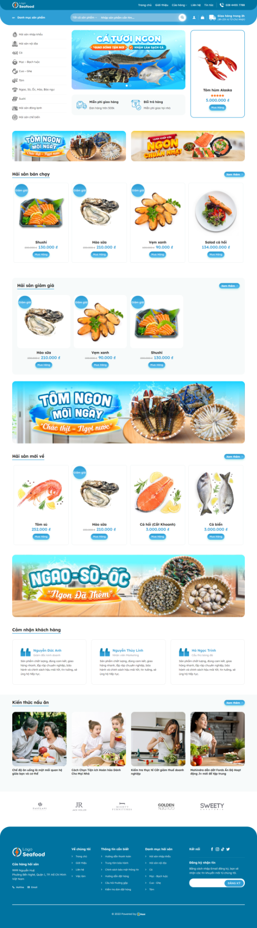 Mẫu website cửa hàng thủy hải sản Seafood 2