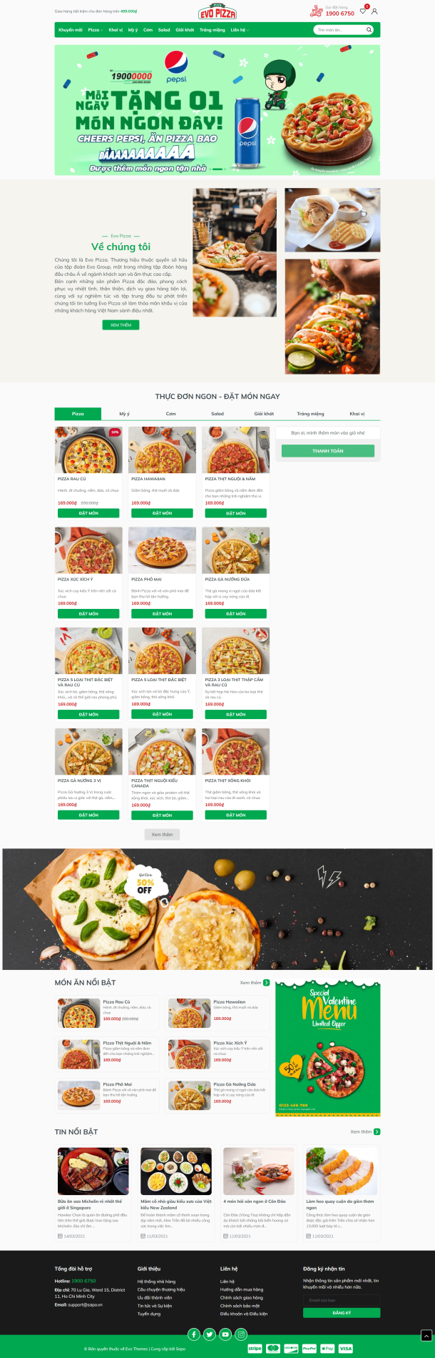 Mẫu website kinh doanh Cửa hàng Pizza 2