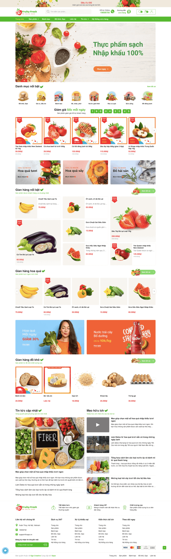 Giao diện website cửa hàng chuyên lĩnh vực tạp hóa, thực phẩm Fruity Fresh 5