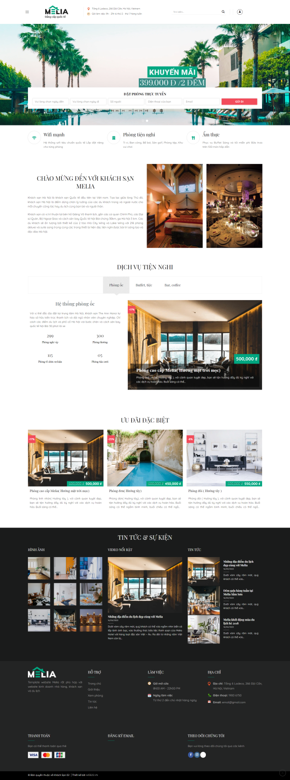 Mẫu website Khách sạn Melia 5