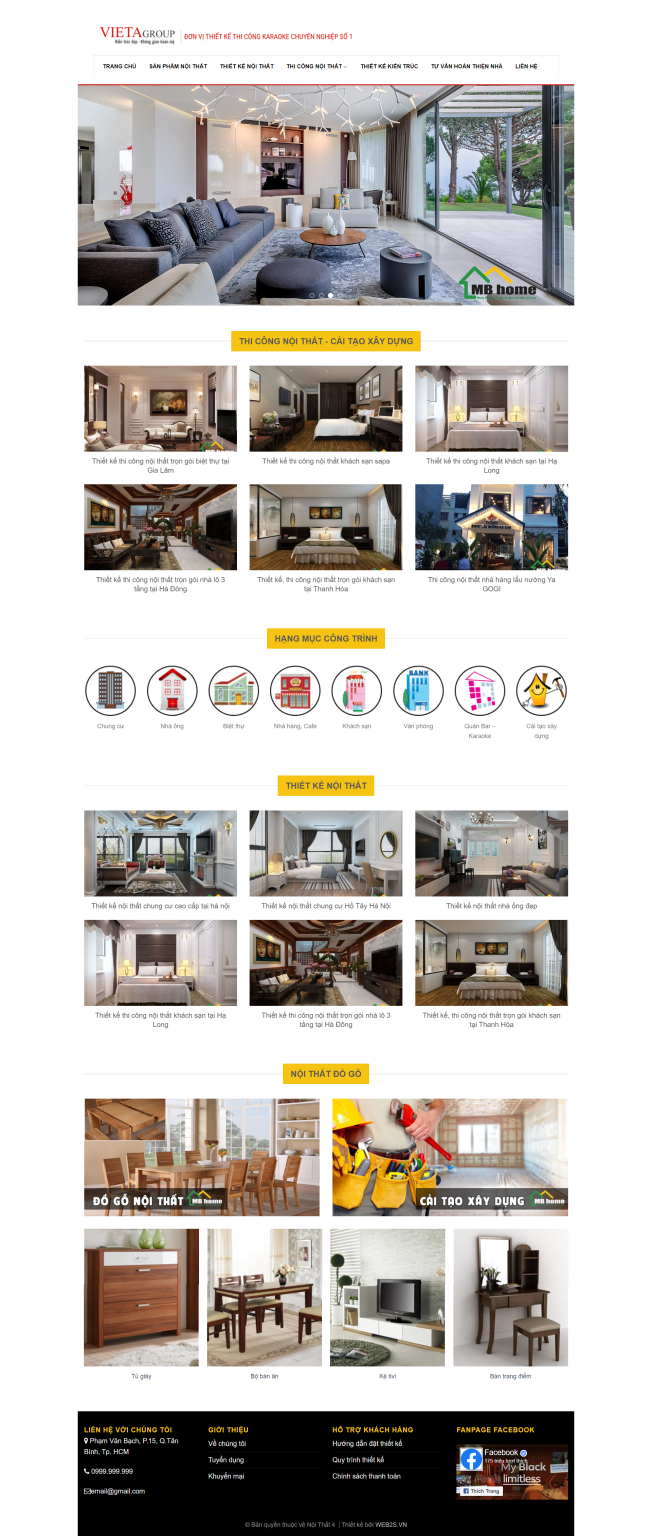 Mẫu website thiết kế nội thất VIETA GROUP 9
