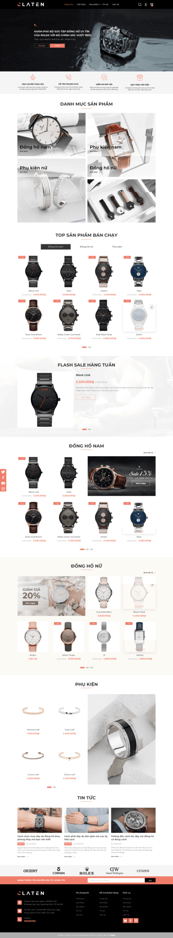 Giao diện website kinh doanh đồng hồ, trang sức Claten 15