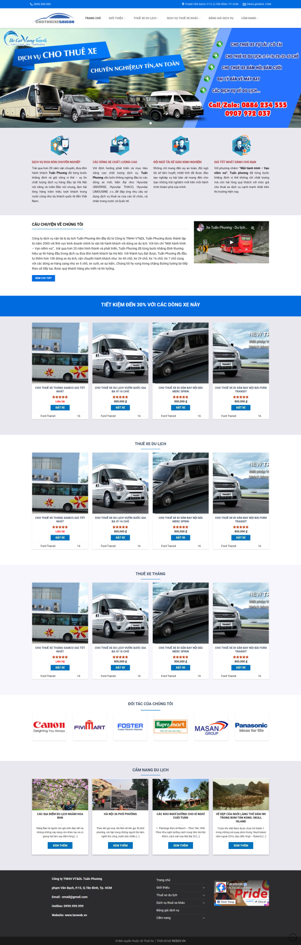 Mẫu website dịch vụ Cho thuê xe ô tô SAIGON 12