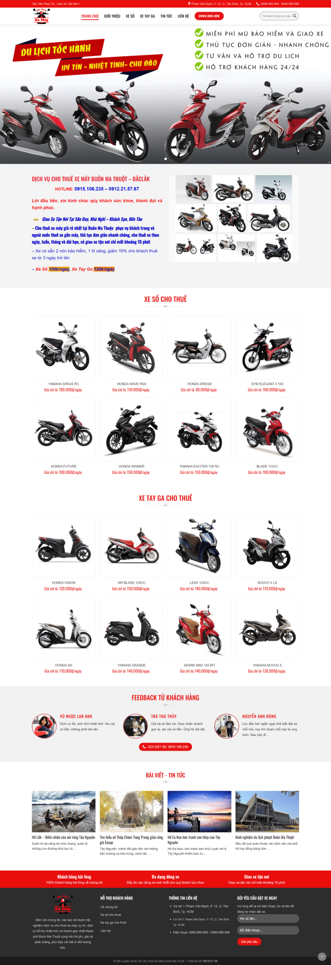 Mẫu website dịch vụ Thuê xe máy 5