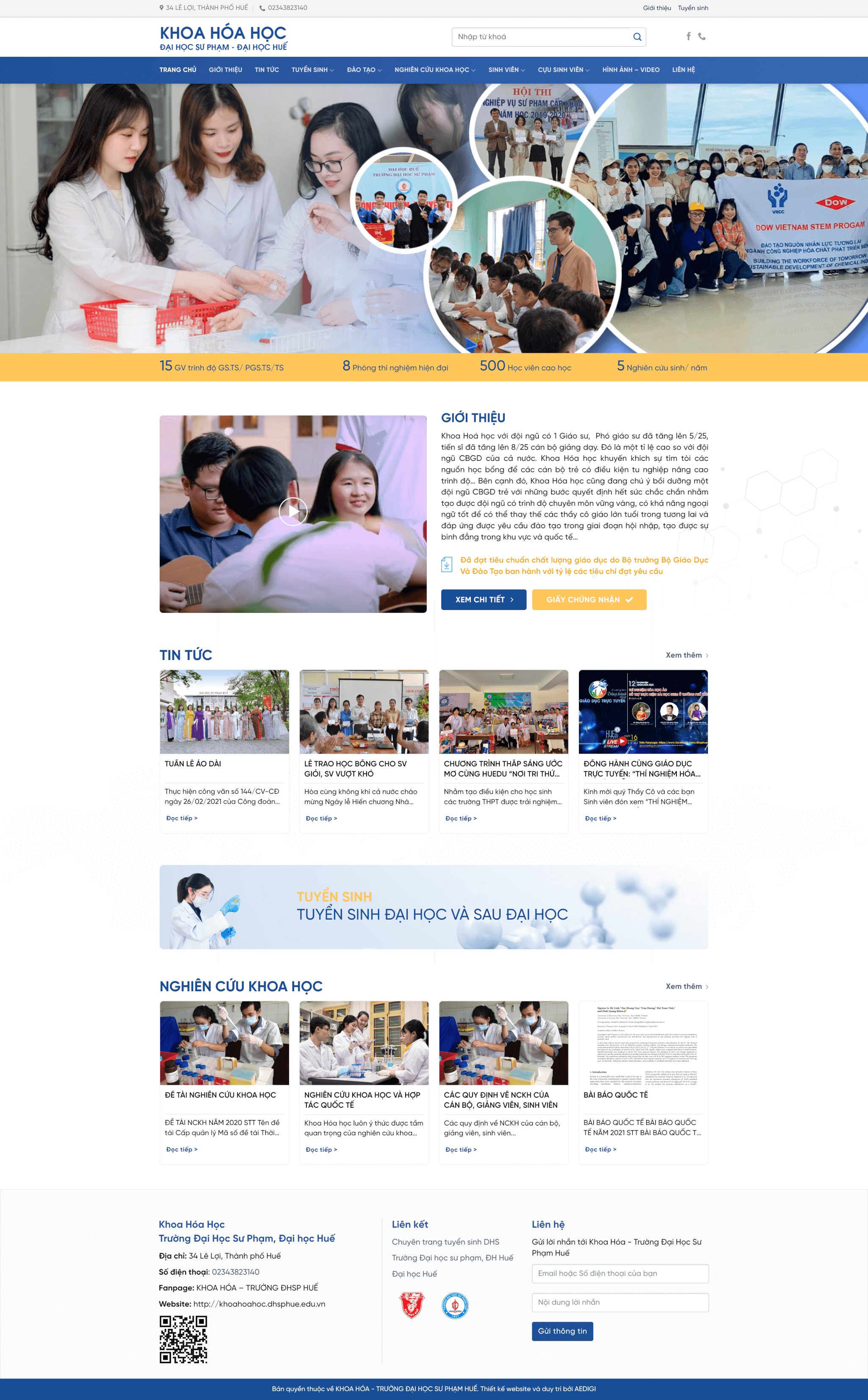 Dự án thiết kế website Khoa Hóa Học - Đại Học Sư Phạm Huế 2
