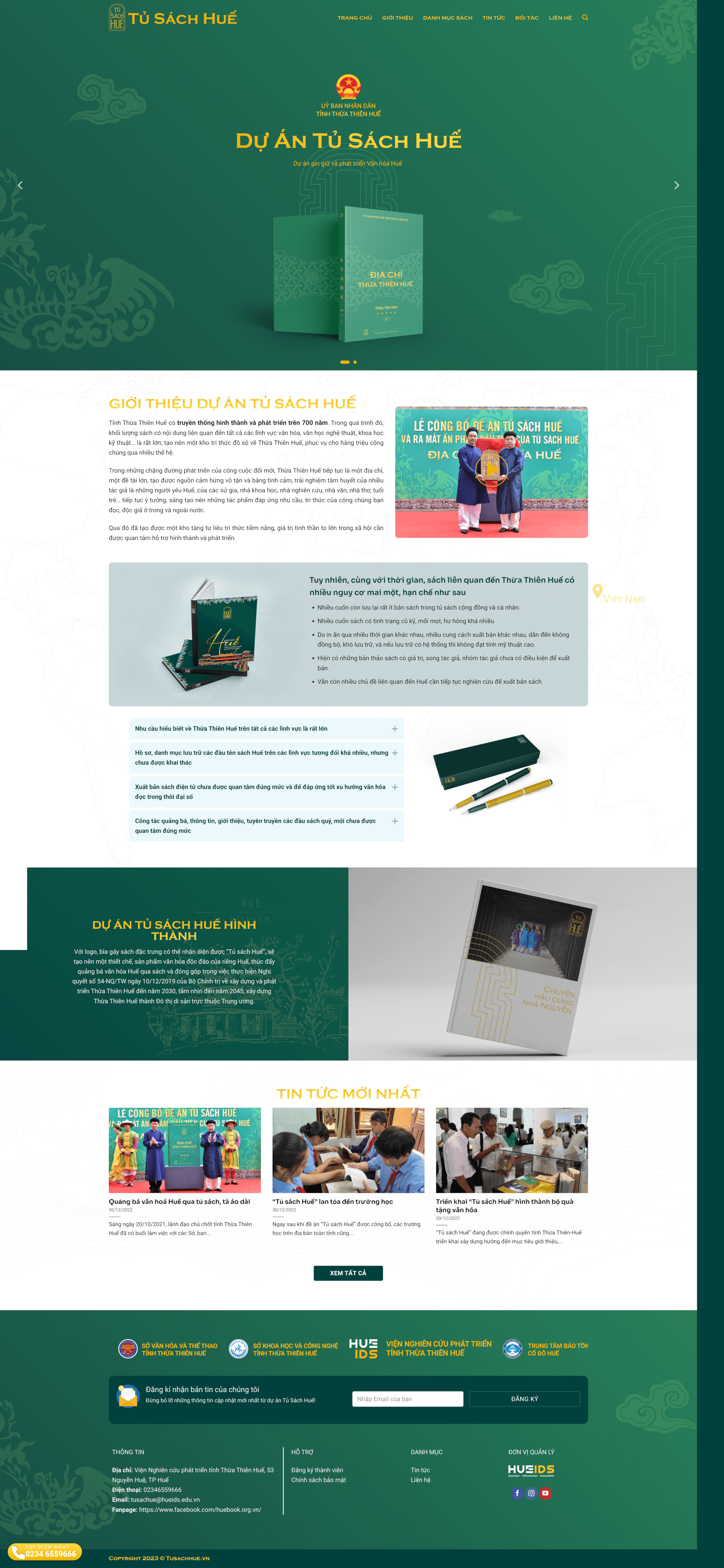 Dự án thiết kế website Tủ Sách Huế 2
