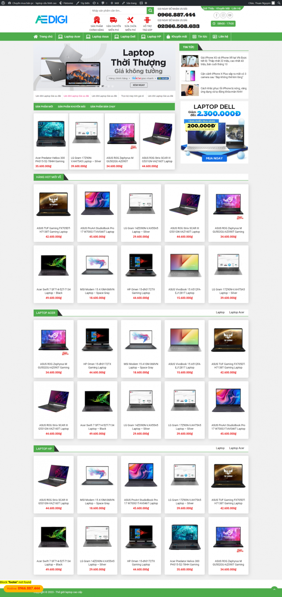 Mẫu Website Bán PC Laptop 7