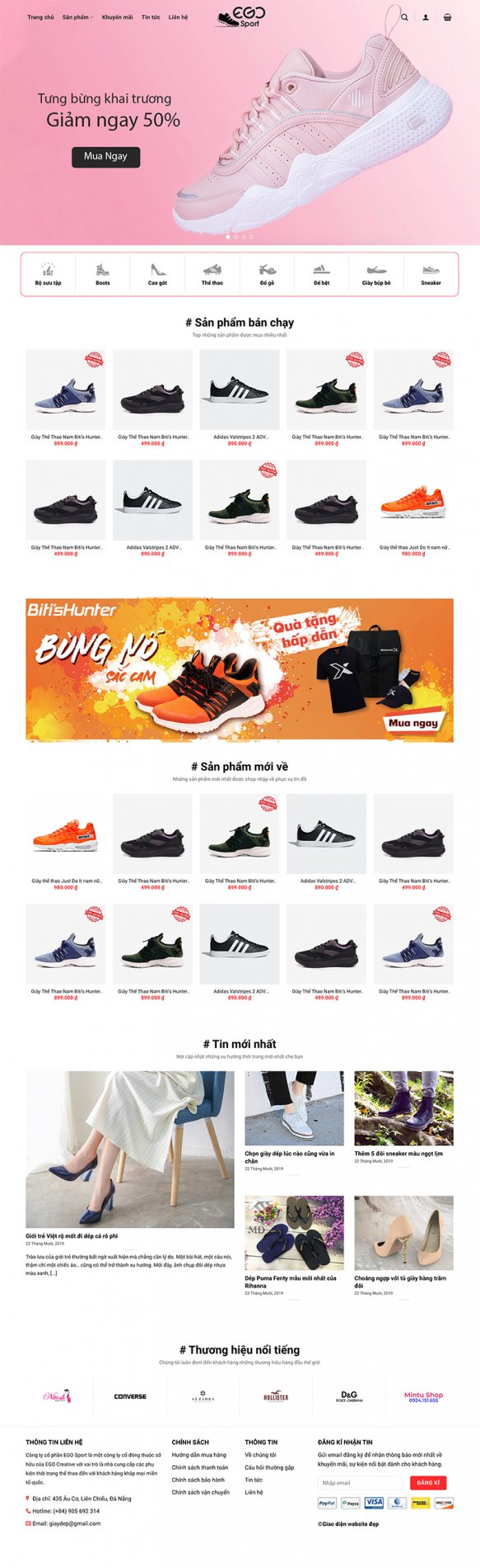 Mẫu website shop giày thể thao 1