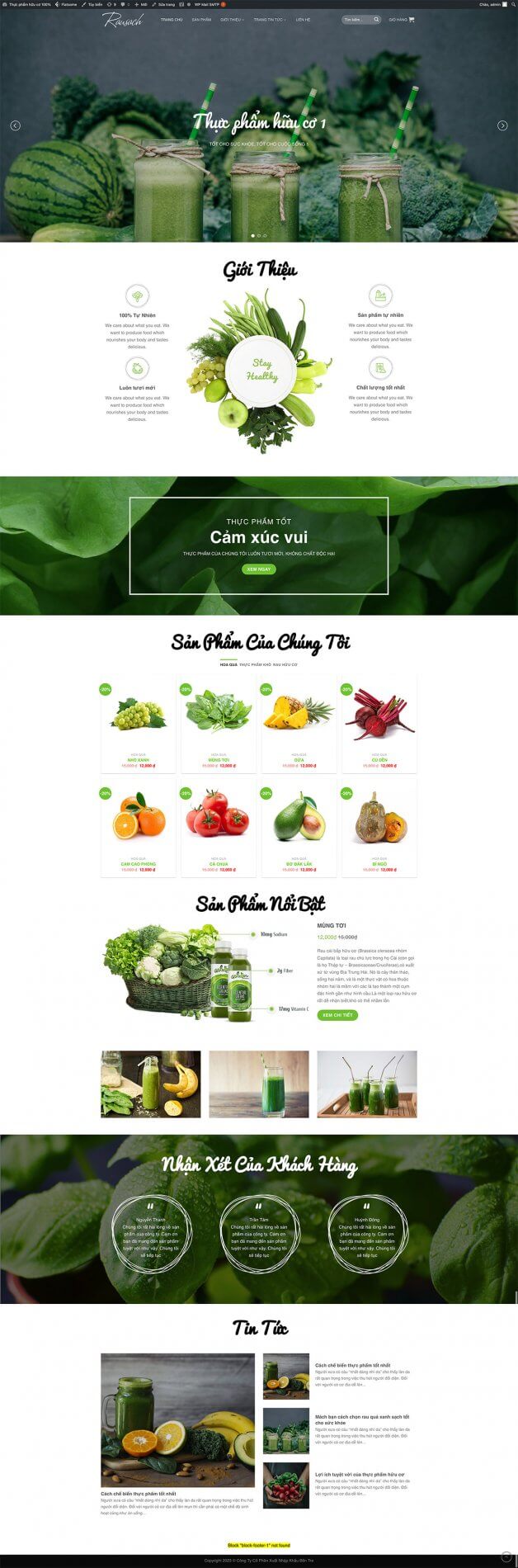 Mẫu website thực phẩm hữu cơ 10